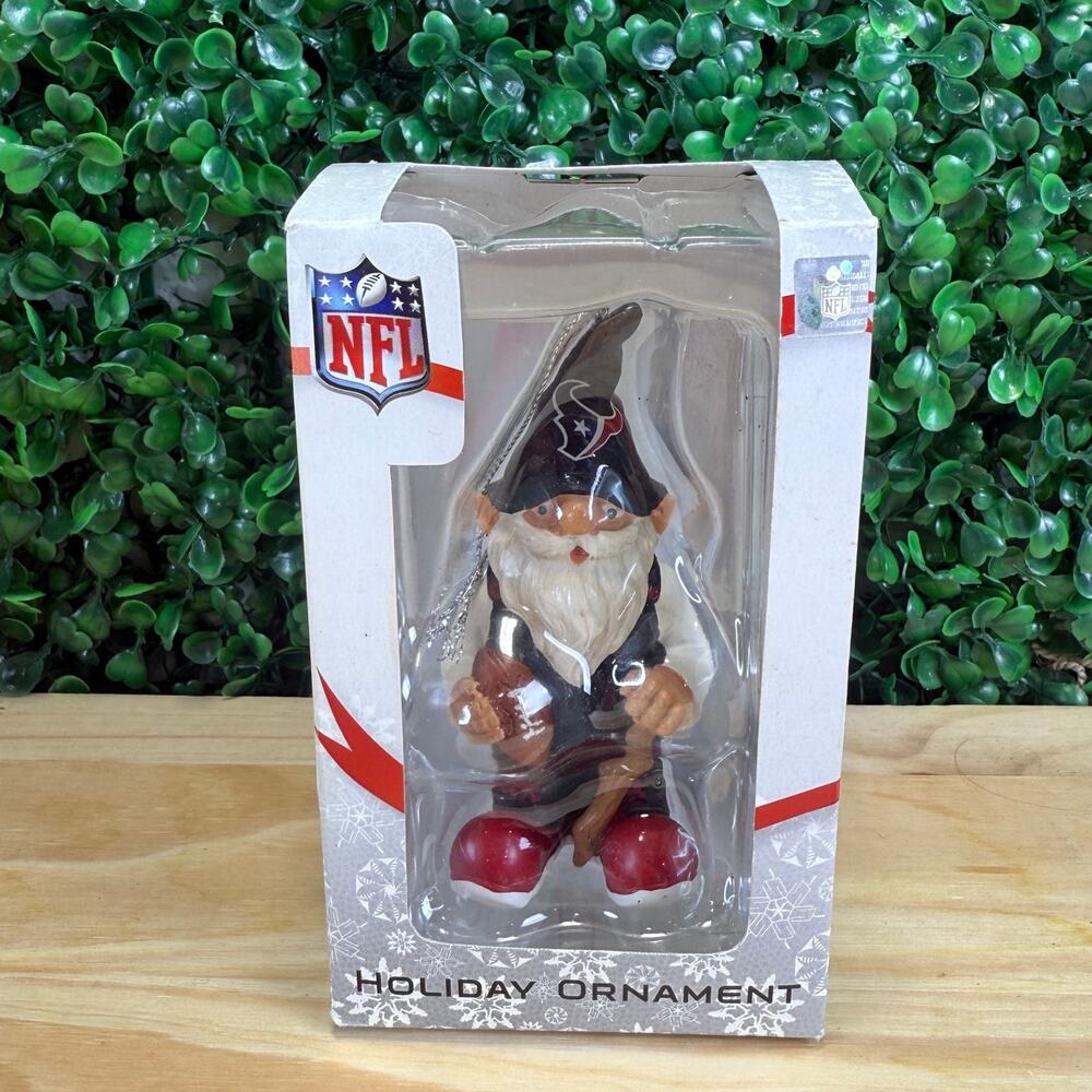 NIB Houston Texans Christmas Ornament NFL Gnome Football Holiday Elf